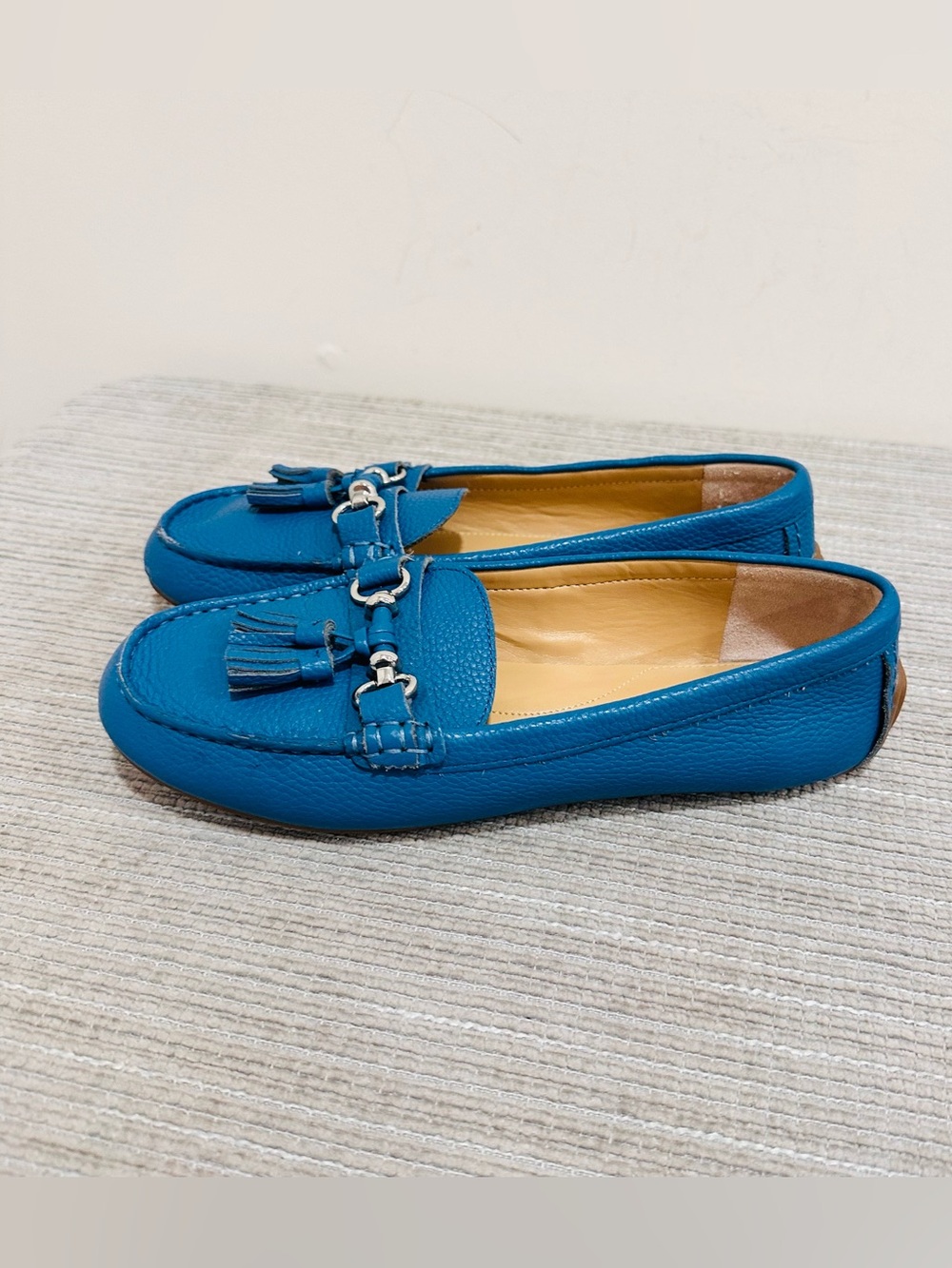 Talbots Teal Leather Tassel Driving Loafers